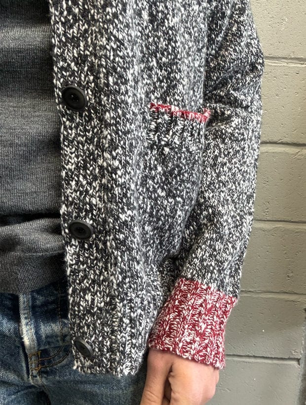 Lea Cardigan Textured Lambswool Charcoal Genevieve Sweeney