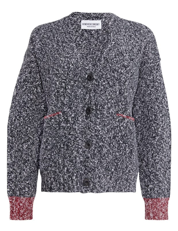 Lea Cardigan Textured Lambswool Charcoal Genevieve Sweeney