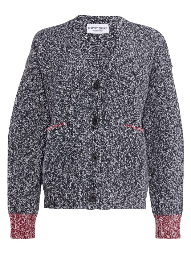 Lea Cardigan Textured Lambswool Charcoal Genevieve Sweeney