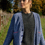 Lea Cardigan Textured Lambswool Blue Genevieve Sweeney