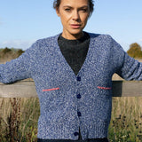 Lea Cardigan Textured Lambswool Blue Genevieve Sweeney