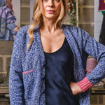 Lea Cardigan Textured Lambswool Blue Genevieve Sweeney