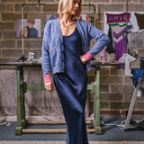 Lea Cardigan Textured Lambswool Blue Genevieve Sweeney