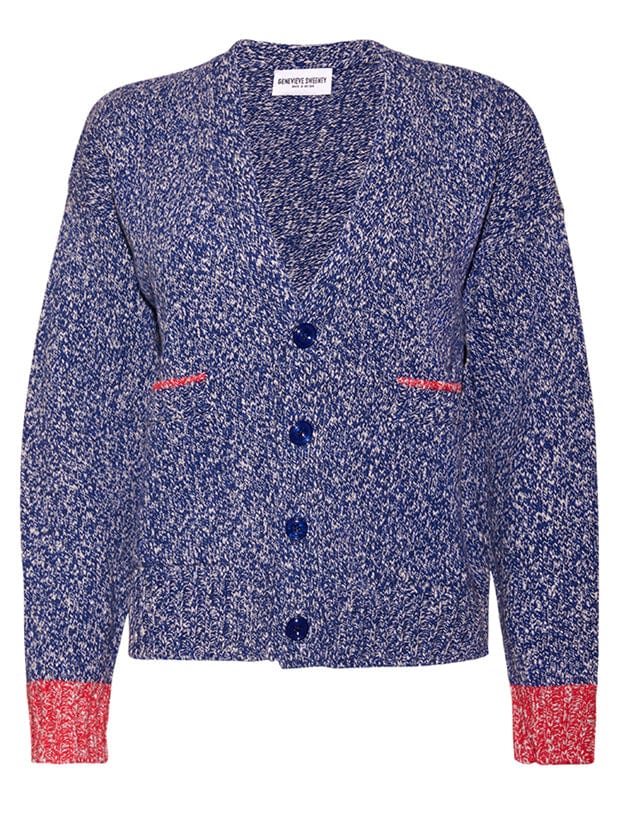 Lea Cardigan Textured Lambswool Blue Genevieve Sweeney