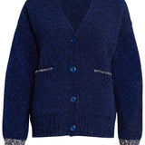 Lea Cardigan Textured Lambswool Navy Genevieve Sweeney