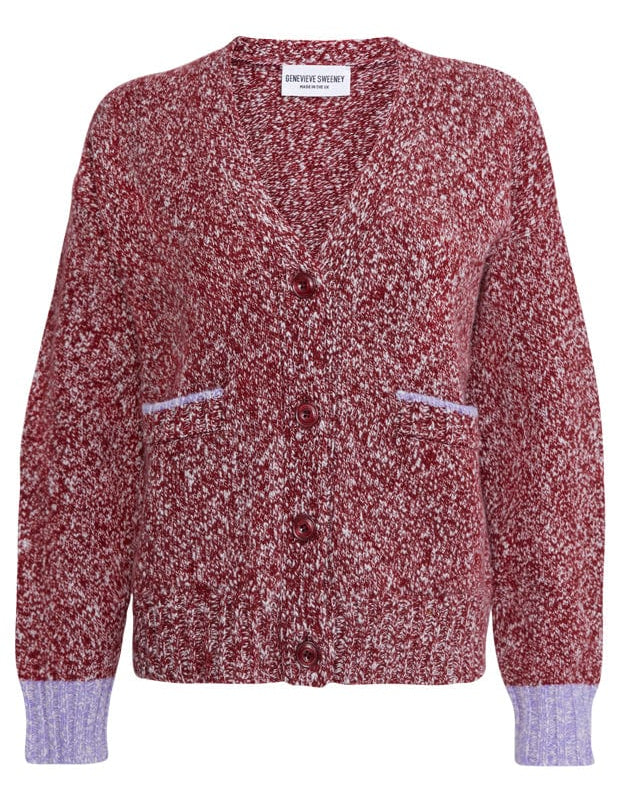 Lea Cardigan Textured Lambswool Red Genevieve Sweeney