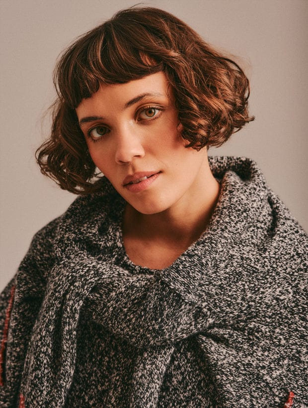 Lea Cardigan Textured Lambswool Charcoal Genevieve Sweeney