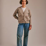 Lea Cardigan Textured Lambswool Beige Genevieve Sweeney