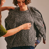 Lea Cardigan Textured Lambswool Charcoal Genevieve Sweeney