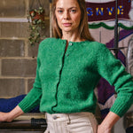 Lenzie Brushed Wool Cardigan Green Genevieve Sweeney