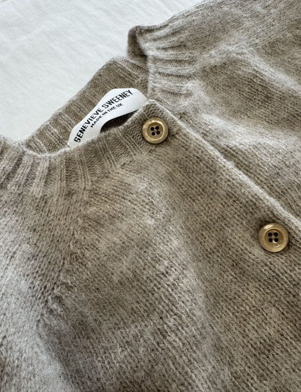 Lenzie Brushed Wool Cardigan Putty Melange - Preorder Genevieve Sweeney