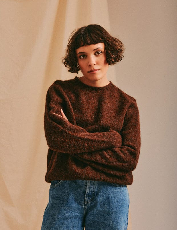 Leslie Brushed Wool Sweater Coffee Genevieve Sweeney