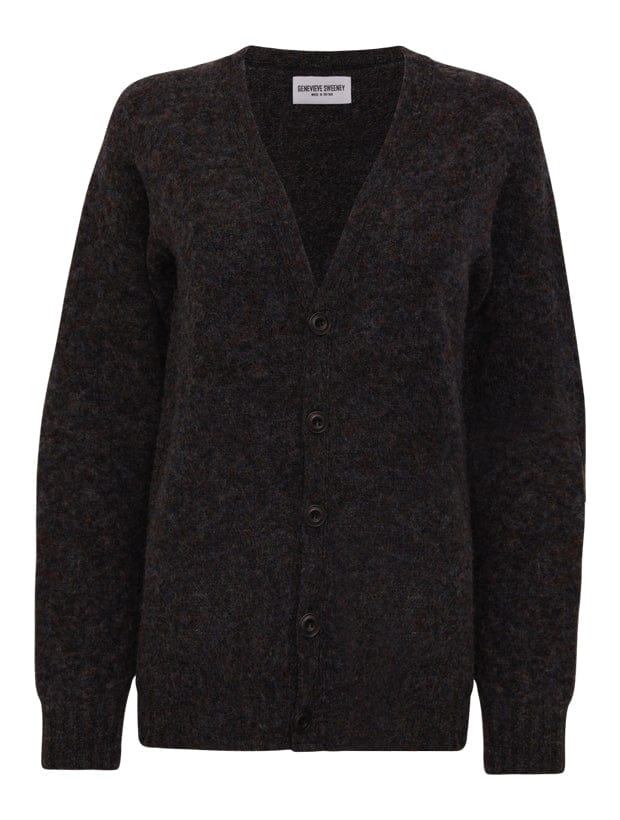 Leven Cardigan Brushed Wool Charcoal Genevieve Sweeney