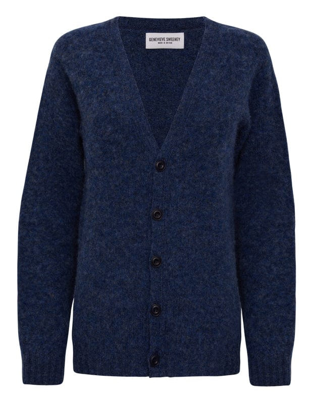 Leven Cardigan Brushed Wool Denim Blue Genevieve Sweeney