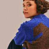 Leyden Geometric Lambswool Sweater Blue Genevieve Sweeney