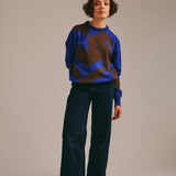 Leyden Geometric Lambswool Sweater Blue Genevieve Sweeney