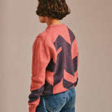 Leyden Geometric Lambswool Sweater Pink Genevieve Sweeney