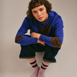 Leyden Geometric Lambswool Sweater Blue Genevieve Sweeney