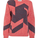 Leyden Geometric Lambswool Sweater Pink Genevieve Sweeney