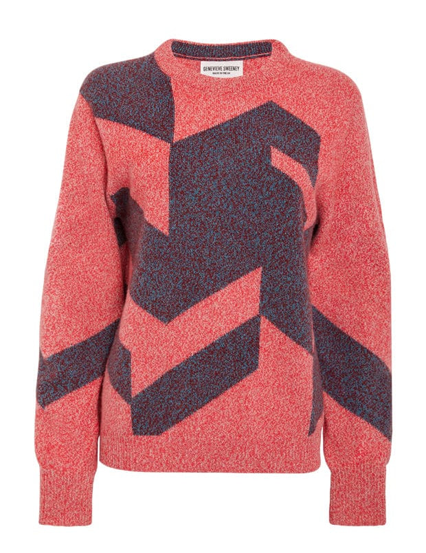 Leyden Geometric Lambswool Sweater Pink Genevieve Sweeney