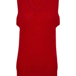 Laide V-neck Brushed Wool Knitted Vest Bright Red Genevieve Sweeney