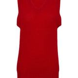 Laide V-neck Brushed Wool Knitted Vest Bright Red Genevieve Sweeney
