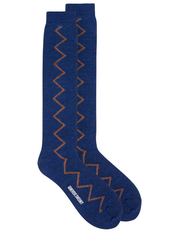 Sia Merino Knee High Socks Blue Genevieve Sweeney