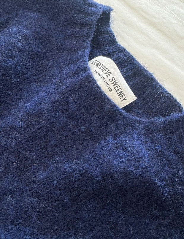 Lunan Brushed Wool Sweater Navy Ink Genevieve Sweeney