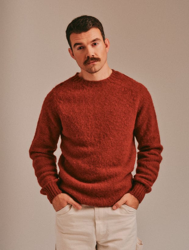Lunan Brushed Wool Sweater Spiced Red Genevieve Sweeney
