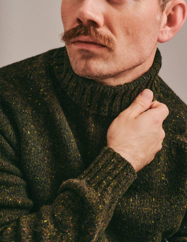 Nethan Wool Nep Roll-neck Sweater Khaki Genevieve Sweeney
