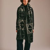 Geometric Lambswool Blanket Scarf Green Genevieve Sweeney