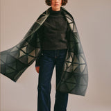 Geometric Lambswool Blanket Scarf Green Genevieve Sweeney