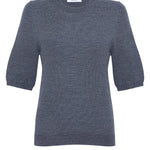 Quin Merino Wool Knitted T-shirt Grey Melange Genevieve Sweeney