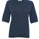 Quin Merino Wool Knitted T-shirt Indigo Genevieve Sweeney