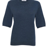 Quin Merino Wool Knitted T-shirt Indigo Genevieve Sweeney