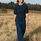 Quin Merino Wool Knitted T-shirt Indigo