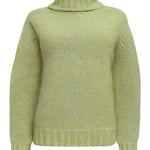 Rae Chunky Lambswool Roll Neck Sweater Lime Marl Genevieve Sweeney