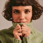 Rae Chunky Lambswool Roll Neck Sweater Lime Marl Genevieve Sweeney