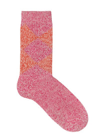 Salpaka Merino Wool Alpaca Argyle Socks Pink Marl Genevieve Sweeney