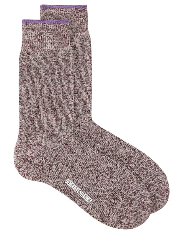 Salpaka Merino Wool Alpaca Marl Socks Burgundy Tipping Genevieve Sweeney