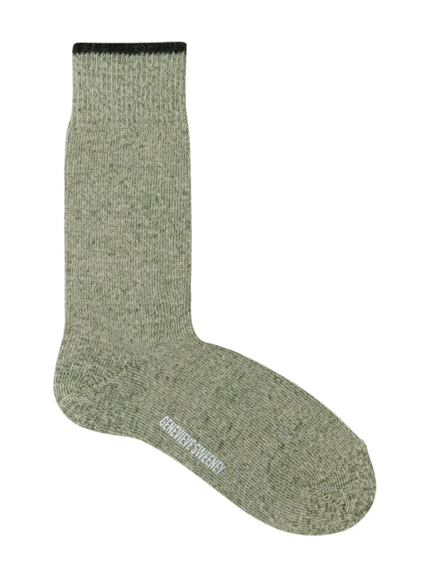 Salpaka Merino Wool Alpaca Marl Socks Khaki Tipping Genevieve Sweeney