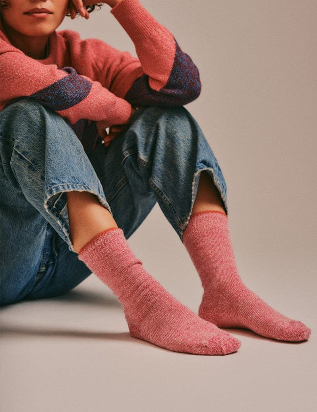Salpaka Merino Wool Alpaca Marl Socks Pink Tipping Genevieve Sweeney
