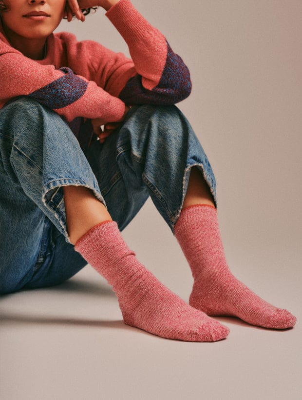 Salpaka Merino Wool Alpaca Marl Socks Pink Tipping Genevieve Sweeney