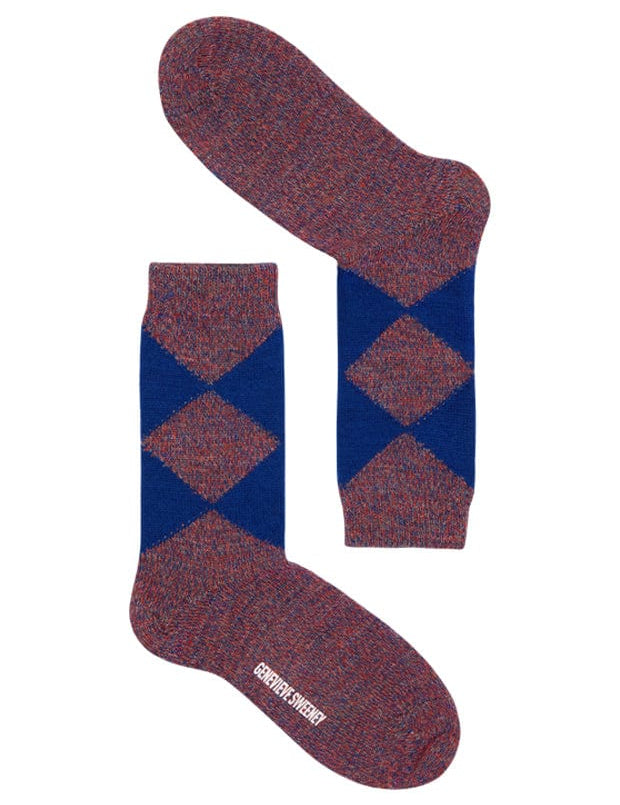 Samar Merino Argyle Sock Blue Genevieve Sweeney