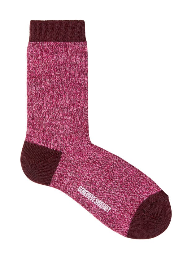 Samar Merino Wool Marl Sock Burgundy Genevieve Sweeney