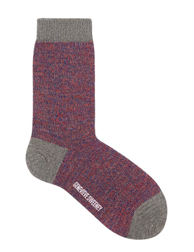 Samar Merino Wool Marl Sock Grey Orange Genevieve Sweeney