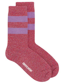 Samar Merino Wool Stripe Sock Red Lilac Genevieve Sweeney