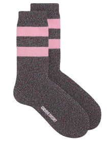 Samar Merino Wool Stripe Sock Burgundy Pink Genevieve Sweeney
