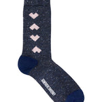 Selina Sparkly Geometric Heart Sock Blue Genevieve Sweeney
