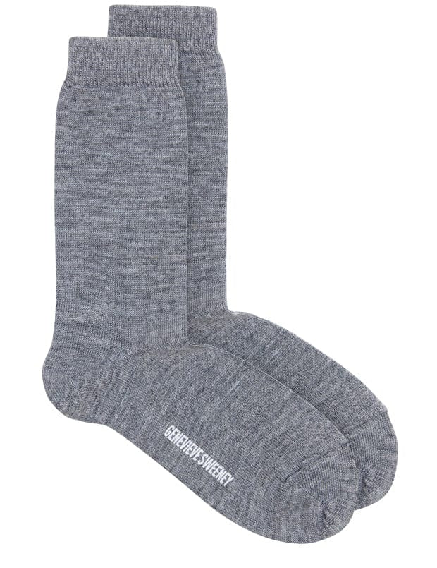 Serin Merino Wool Sock Grey Melange Genevieve Sweeney